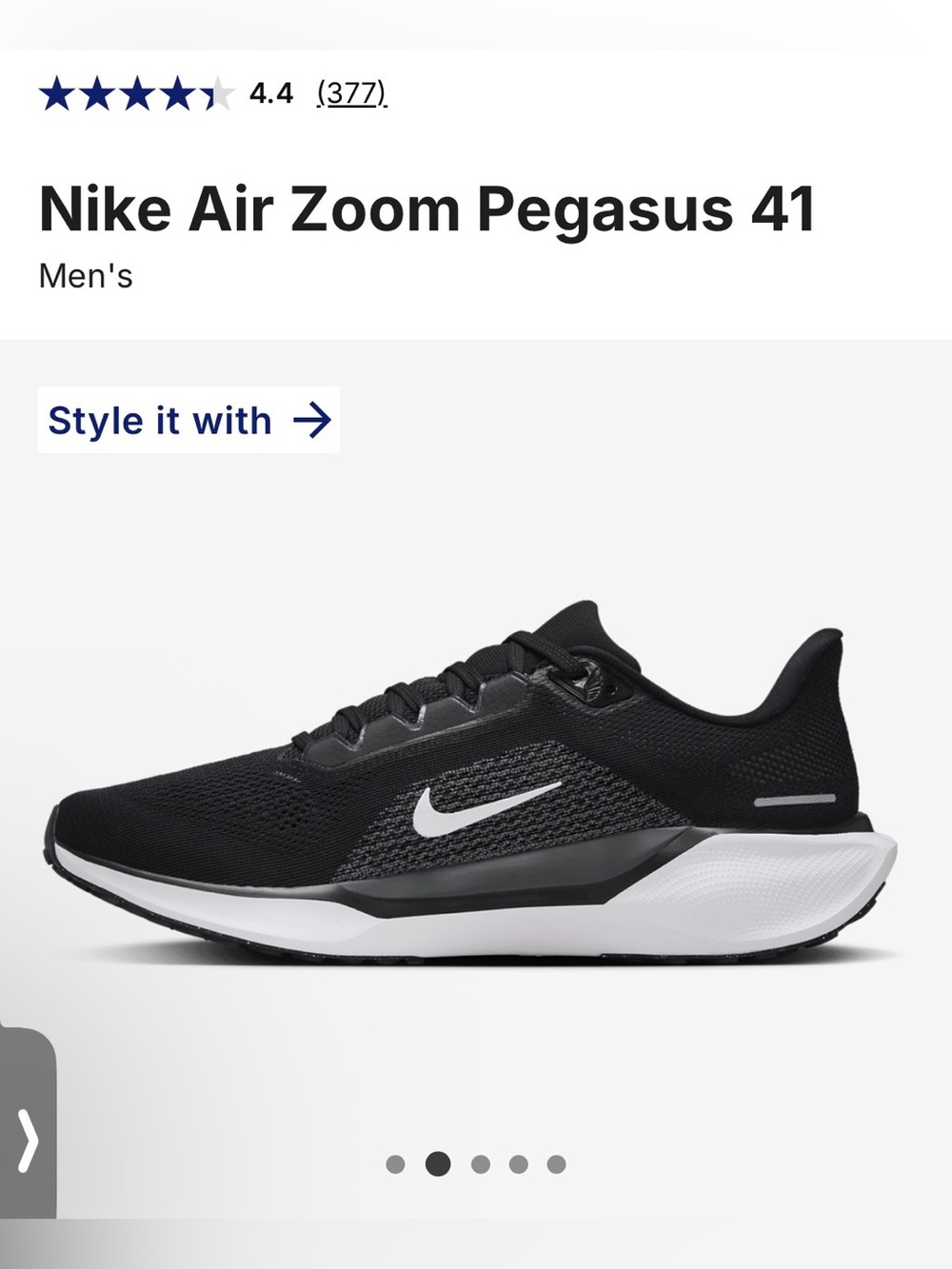 Nike Men's Black Pegasus 41 Sneakers